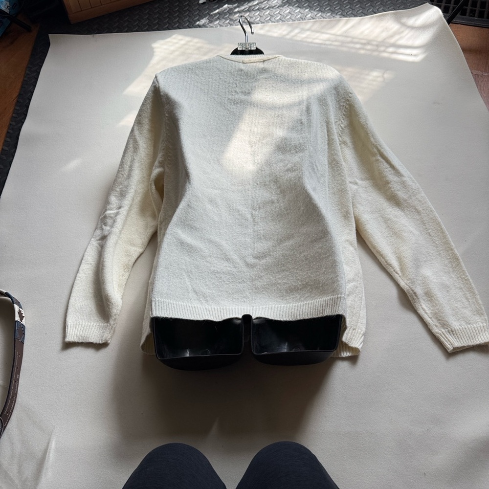Alfred Dunner Cream Sweater with Blue and Brown Argyle & Floral Embroidery - Picture 5 of 8